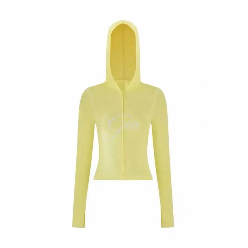 Gia 2025 Shoulder Slimming Letter Printed Bright Thread Design Slimming Hooded Zipper Short Coat Pants Set for Women