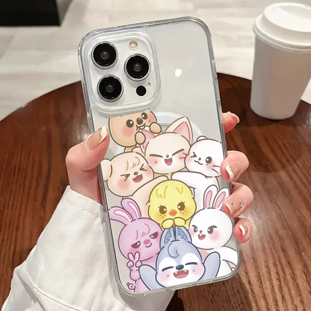 Kpop Stray--kids S-skzoo Phone Case Magnetic For IPhone 16 14 13 11 12 15 Pro Max X XR XS Plus SE Soft Clear Tpu Cover