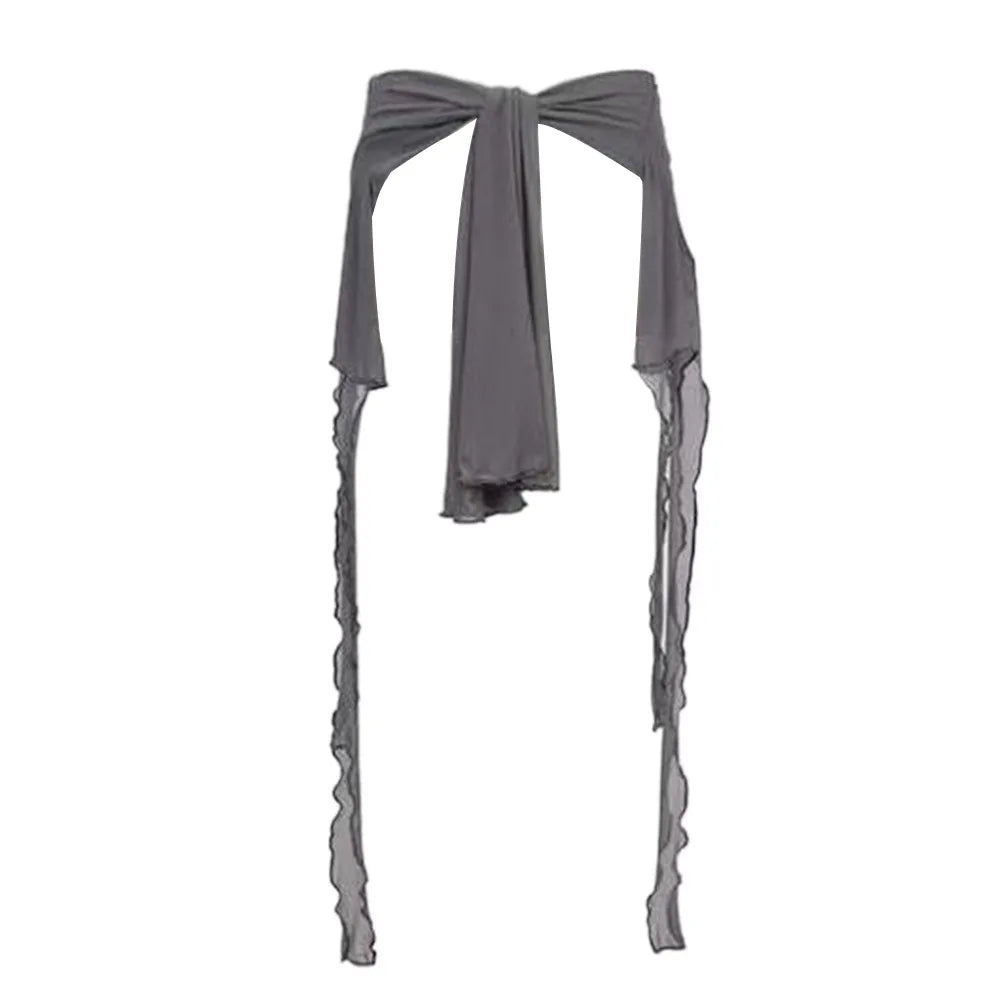 Jeans Pants Decor Irregular Jazz Dance Scarf See Through Harajuku Hip-hop Scarf High Waist Streetwear Jeans Decor