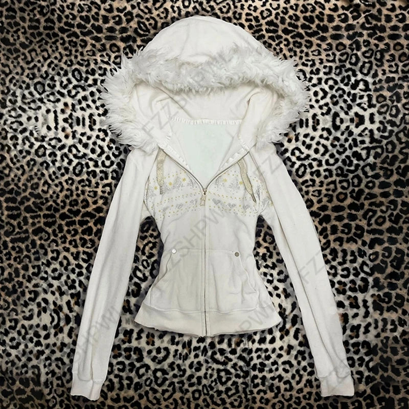 Gothic Punk Grunge Y2K Unisex Hoodie Loose Chic Casual Cross Print Cardigan Sweatshirt Harajuku Vintage Autumn Winter Streetwear