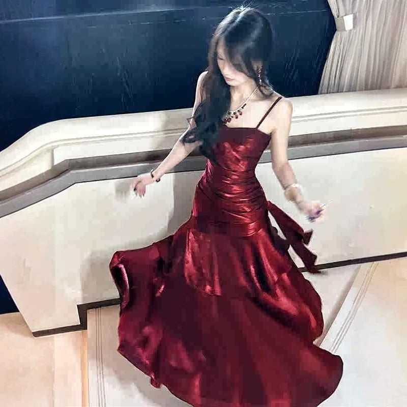 Ele Mermaid Gown with Lace Trim Sundr for Women Birthday Celebration Ball Gown Polyester Fabric Summer Cake Skirt