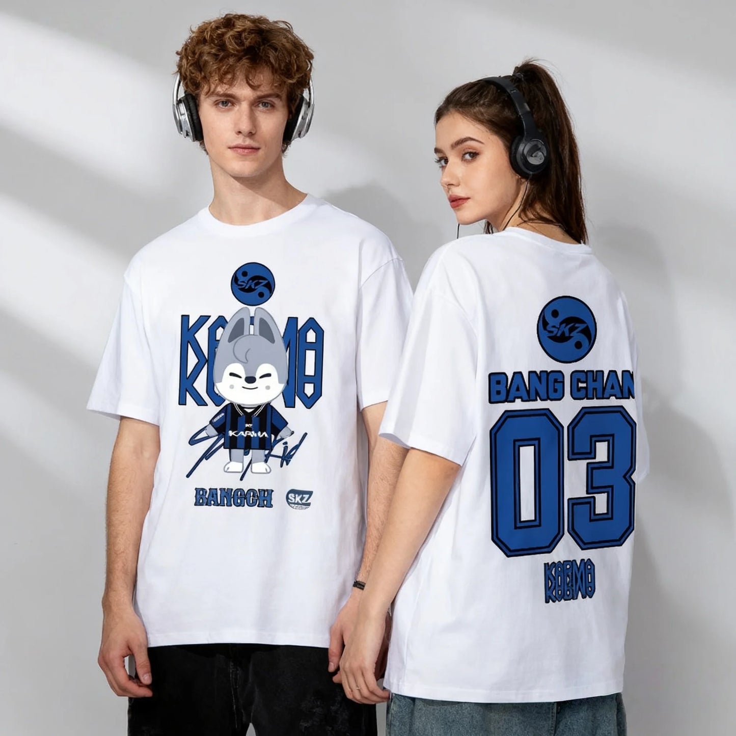Hot Selling KPOP KARMA HYUNJIN Cartoon Print Oversized Casual Cute Fashion T-shirt Korean Fashion Fan T-shirt Harajuku Top