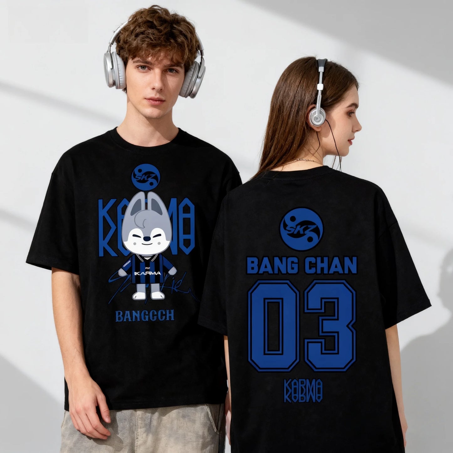 Hot Selling KPOP KARMA HYUNJIN Cartoon Print Oversized Casual Cute Fashion T-shirt Korean Fashion Fan T-shirt Harajuku Top