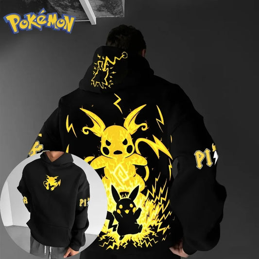 Pokémon Pocket Game Pikachu Printed Autumn/Winter New Hoodies Men's and Women's Y2K Harajuku Large Size Casual Trend Sweater Top