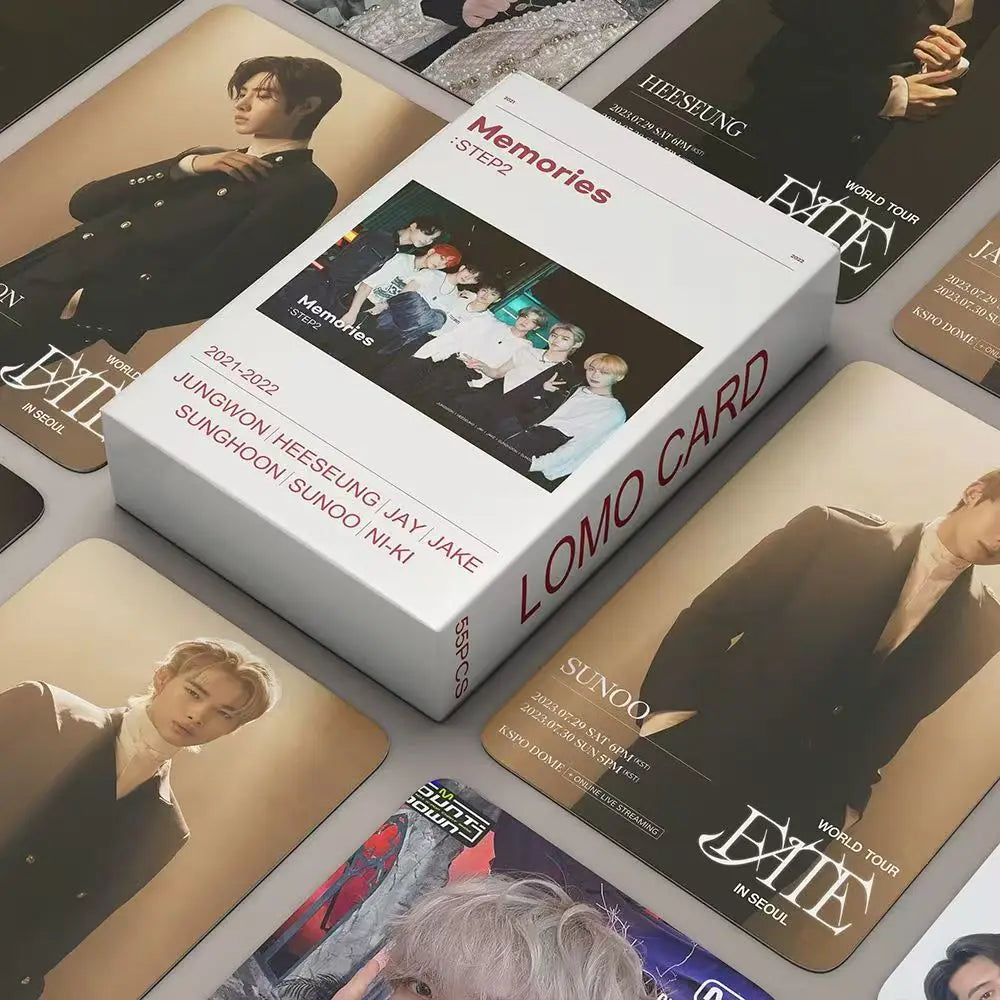55Pcs Kpop Boy Group New Album ROMANCE:UNTOLD Lomo Cards JUNGWON HEESEUNG JAY SUNOO SUNGHOON NI-KI Photocards Fans Gift
