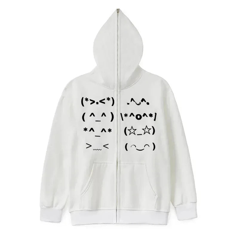 Casual Faur collar Harajuku Streetwear Hiphop Zipper Hoodie sweatshirt Vintage Rock Goth Loose Punk EMO Y2K Zip up hoodie Jacket