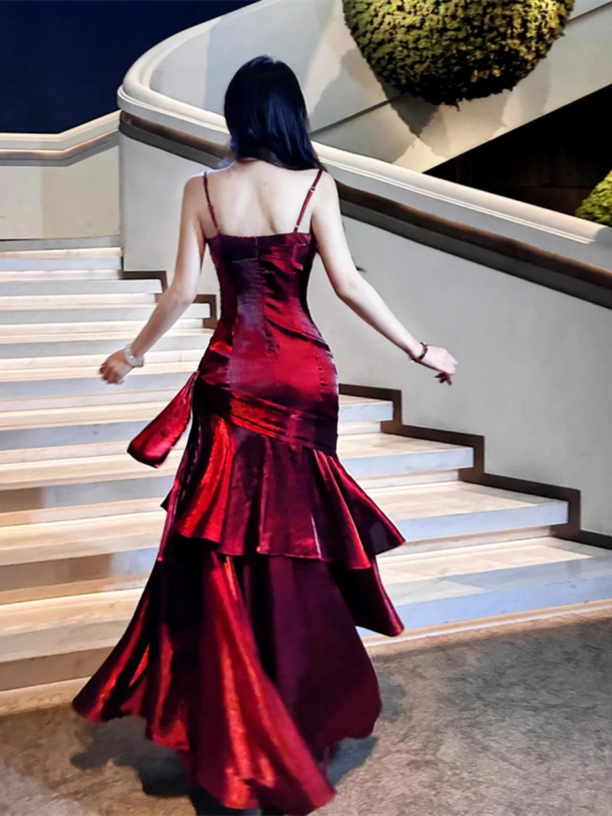 Ele Mermaid Gown with Lace Trim Sundr for Women Birthday Celebration Ball Gown Polyester Fabric Summer Cake Skirt