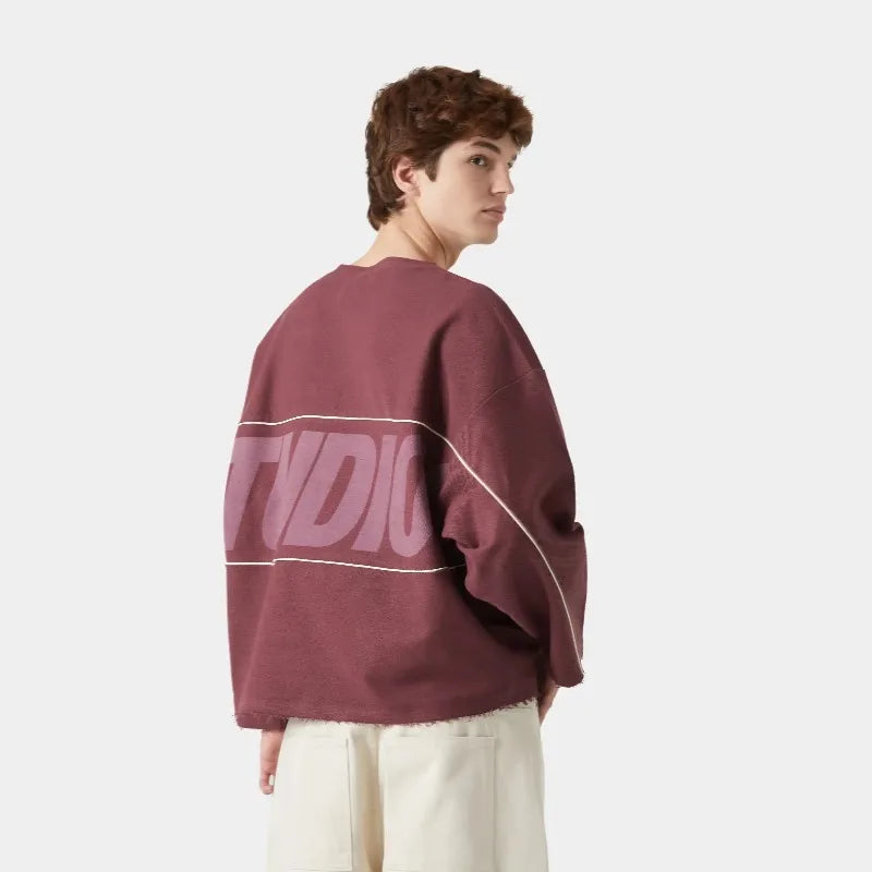 Harajuku Hip-hop Trendy Brand Oversized Cotton Round Neck T-shirt Men Casual Y2K High Street Letter Loose Long-sleeved Top Women