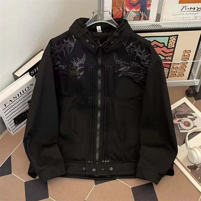 Large size loose jacket American cleanfit pilot casual jacket men's spring and autumn handsome high street functional style