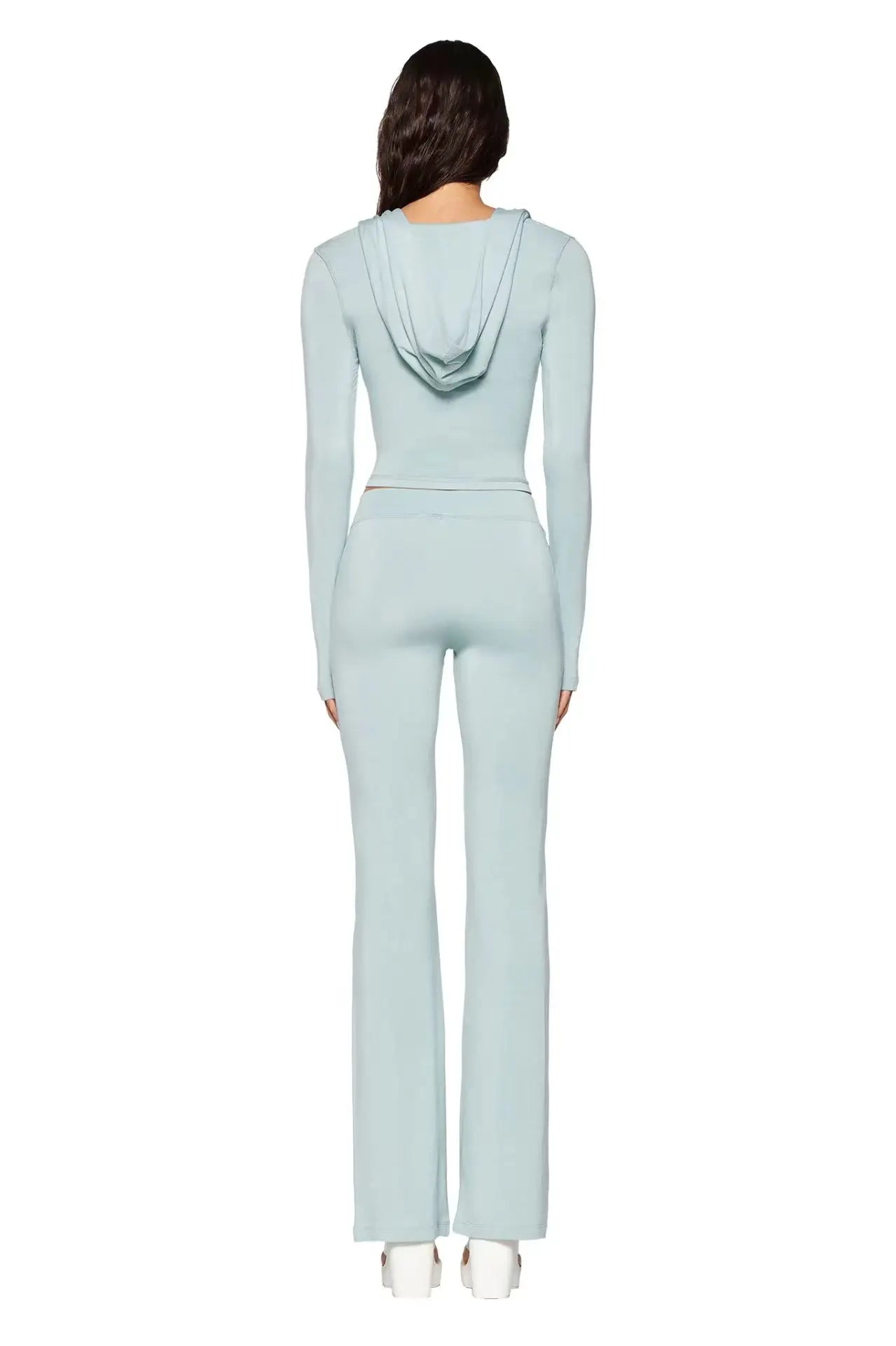 Gia 2025 Shoulder Slimming Letter Printed Bright Thread Design Slimming Hooded Zipper Short Coat Pants Set for Women