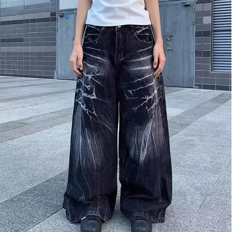 Distressed Flashy Loose-Fit Jeans Trendy Harajuku Style Elegant Couple Model New Arrival Casual High Street Fashion
