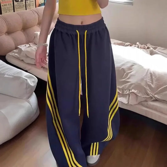 Vintage Wide-Leg Men's Sweatpants Casual Style Loose Fit American Brand Spring Autumn Trendy Women's Pants