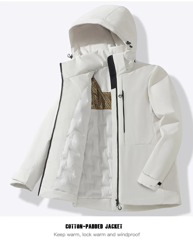 JNLN Unisex Waterproof Fleece Jackets Winter Windproof Thermal Windbreaker Men Women Hiking Camping Skiing Climbing Raincoat