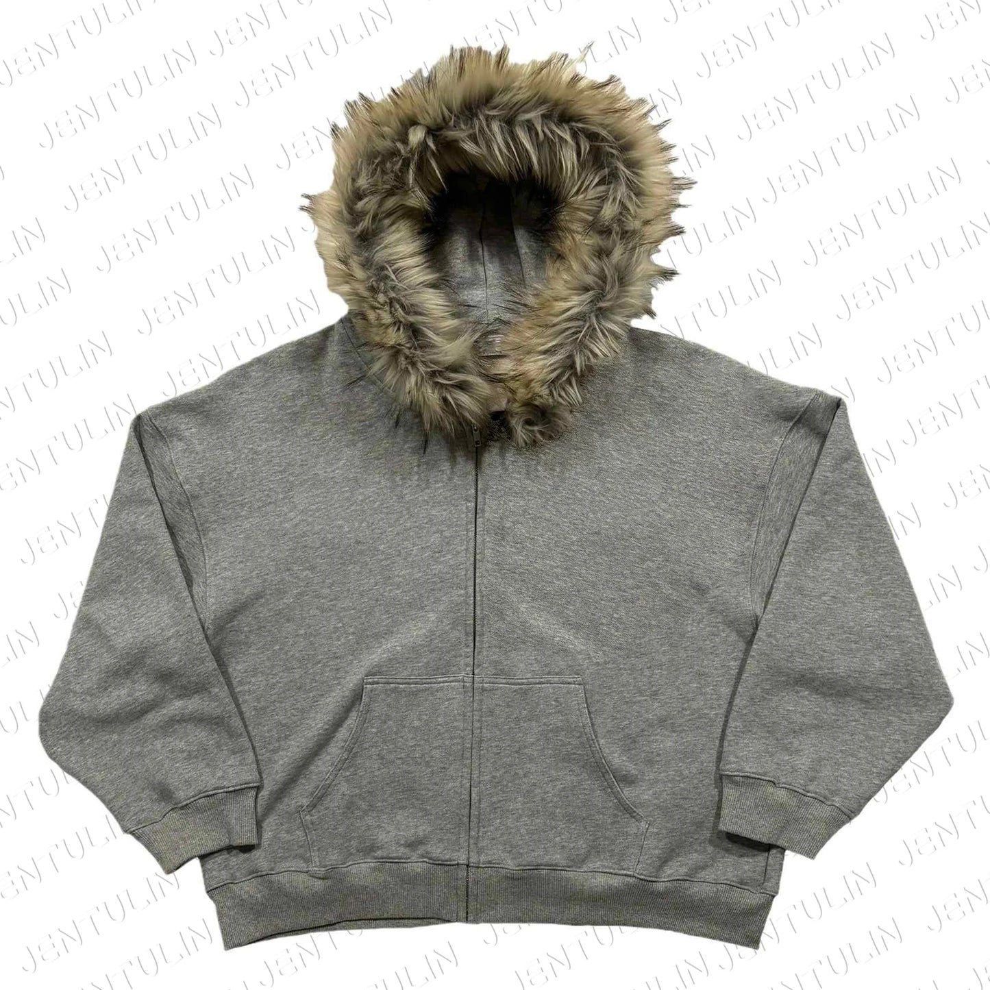 Y2K Retro Zip up Hoodie Faur Collar Harajuku Streetwear Hip Hop Zipper Sweatshirt Hoodies Unisex Rock Goth Loose Punk EMO Jacket