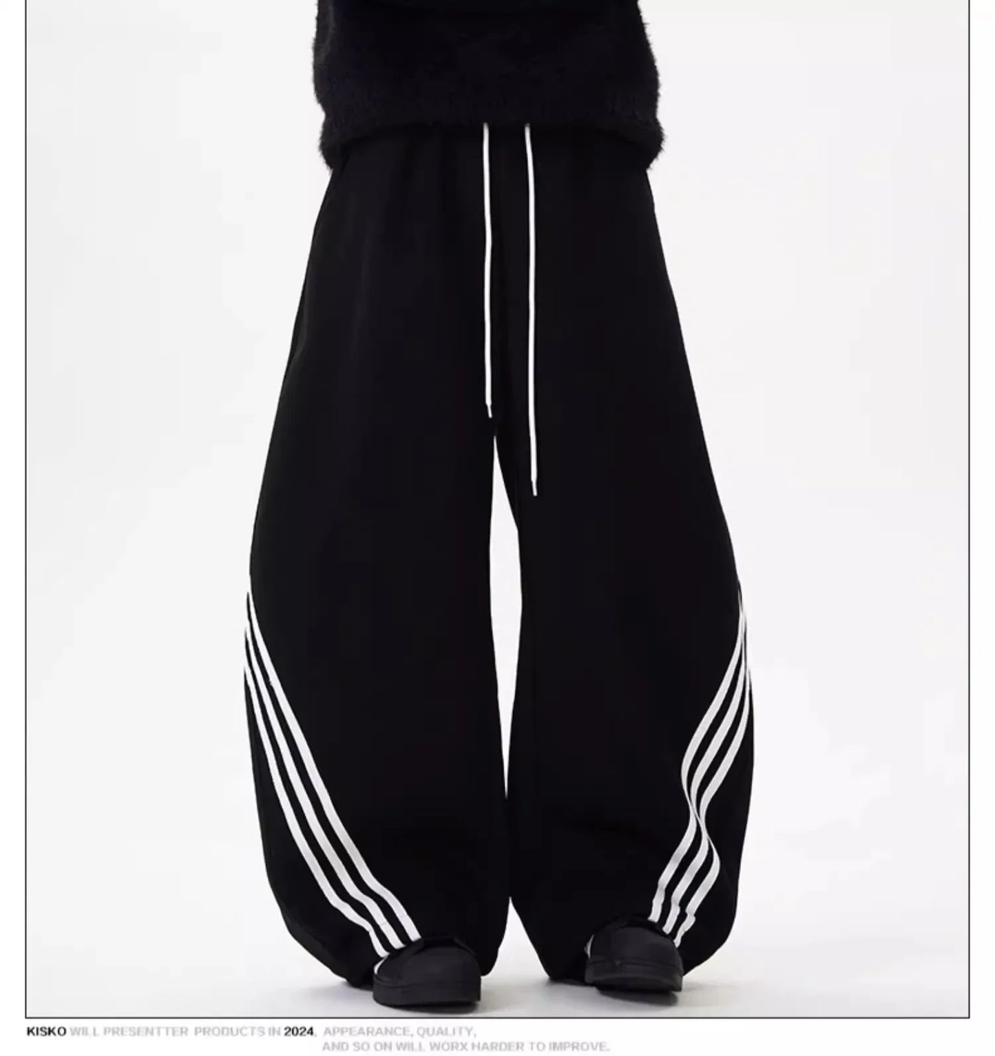 Vintage Wide-Leg Men's Sweatpants Casual Style Loose Fit American Brand Spring Autumn Trendy Women's Pants