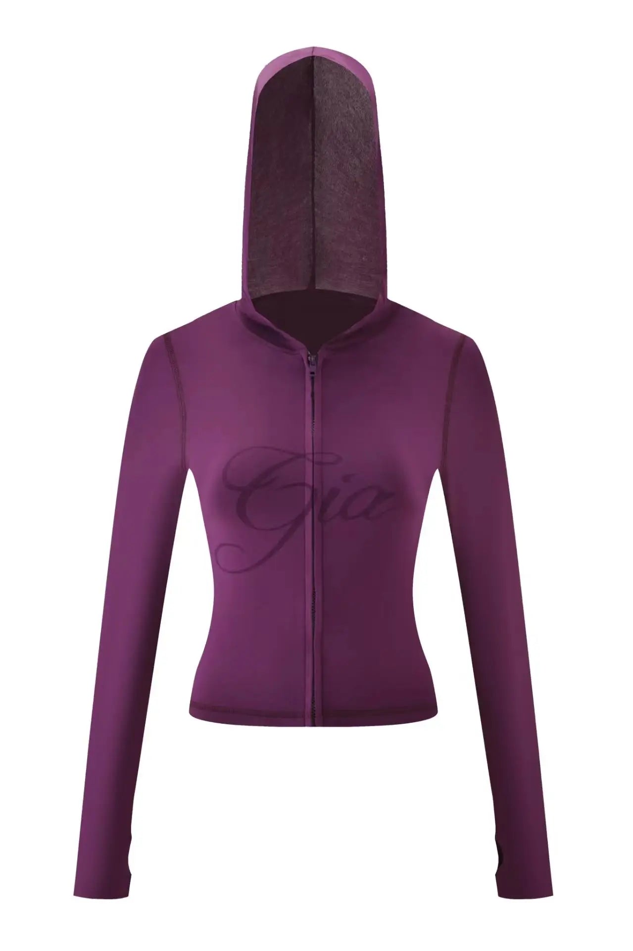 Gia 2025 Shoulder Slimming Letter Printed Bright Thread Design Slimming Hooded Zipper Short Coat Pants Set for Women