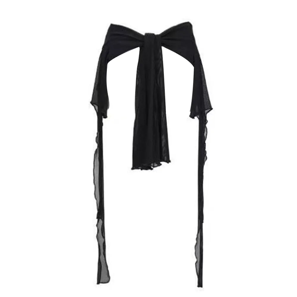 Jeans Pants Decor Irregular Jazz Dance Scarf See Through Harajuku Hip-hop Scarf High Waist Streetwear Jeans Decor