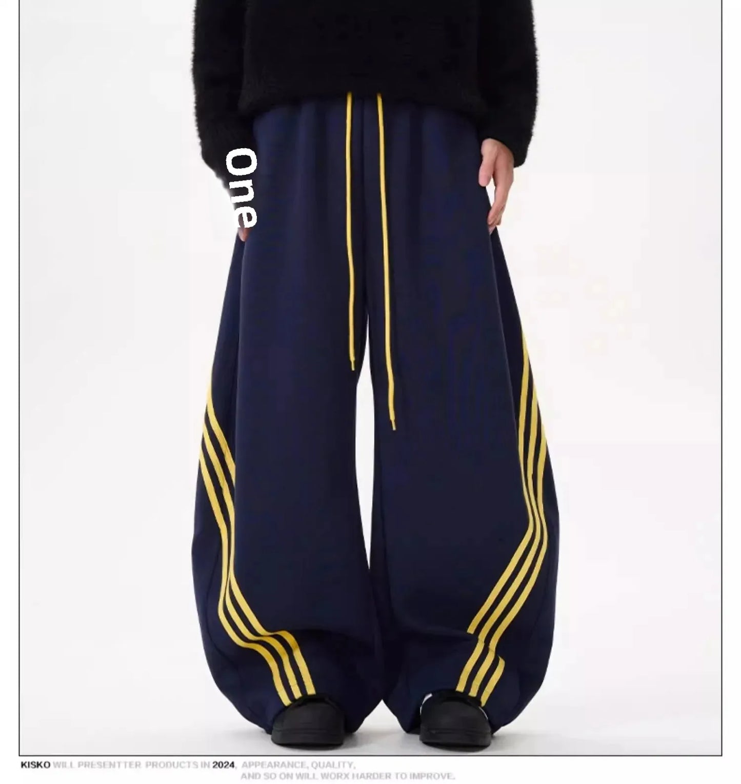 Vintage Wide-Leg Men's Sweatpants Casual Style Loose Fit American Brand Spring Autumn Trendy Women's Pants