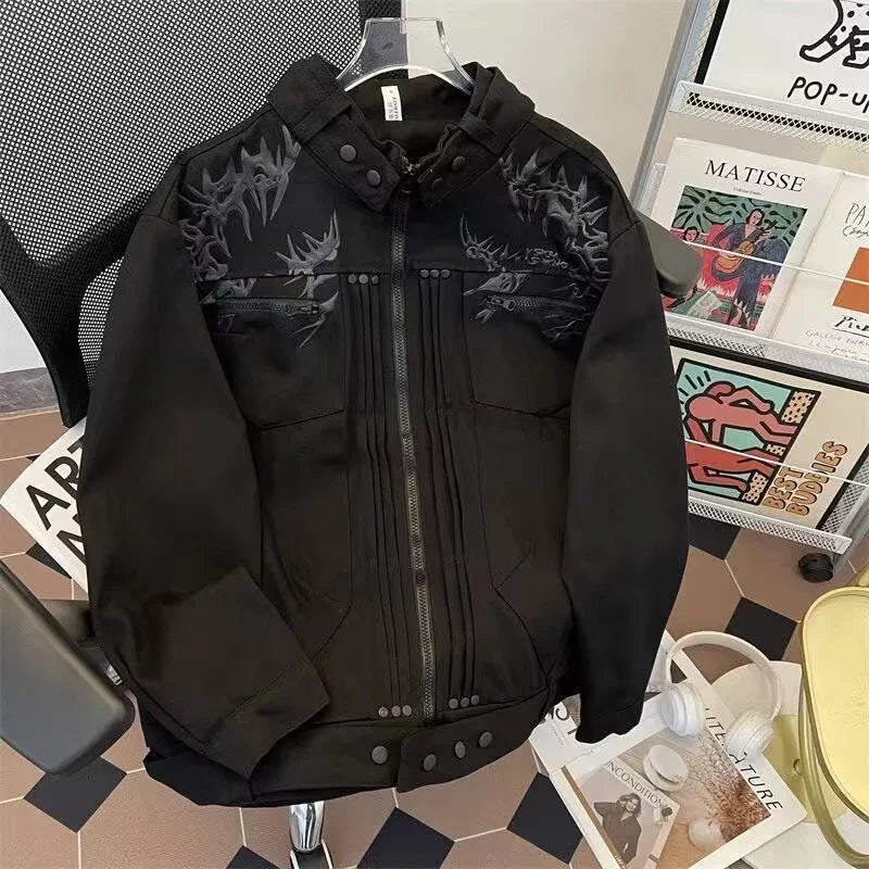 Large size loose jacket American cleanfit pilot casual jacket men's spring and autumn handsome high street functional style
