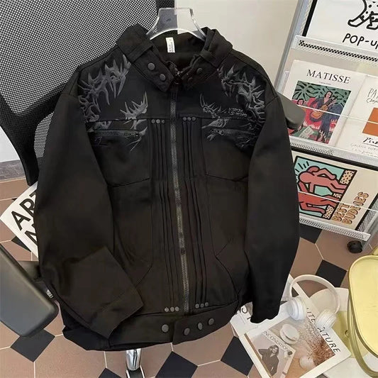 Large size loose jacket American cleanfit pilot casual jacket men's spring and autumn handsome high street functional style