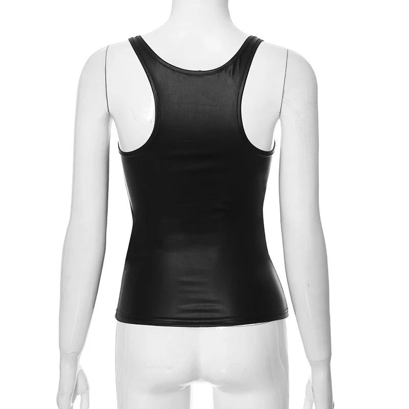 Women's Solid Square Collar Tank Top Sleeveless Y2K Korean Fashion Edgy Summer Ropa De Mujer Camison Verano