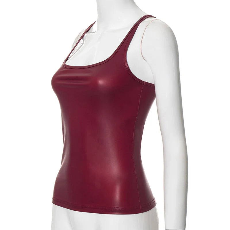 Women's Solid Square Collar Tank Top Sleeveless Y2K Korean Fashion Edgy Summer Ropa De Mujer Camison Verano