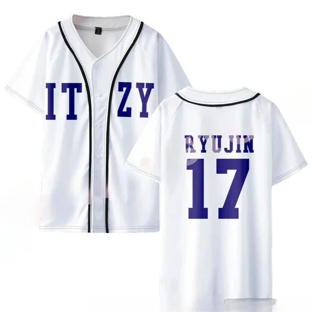 KPOP ITZY None of My Business Merch Baseball Jersey T-shirt YUNA RYUJIN CHAERYEONG LIA YEJI  Short Sleeve Graphic Tees Adult/Kid