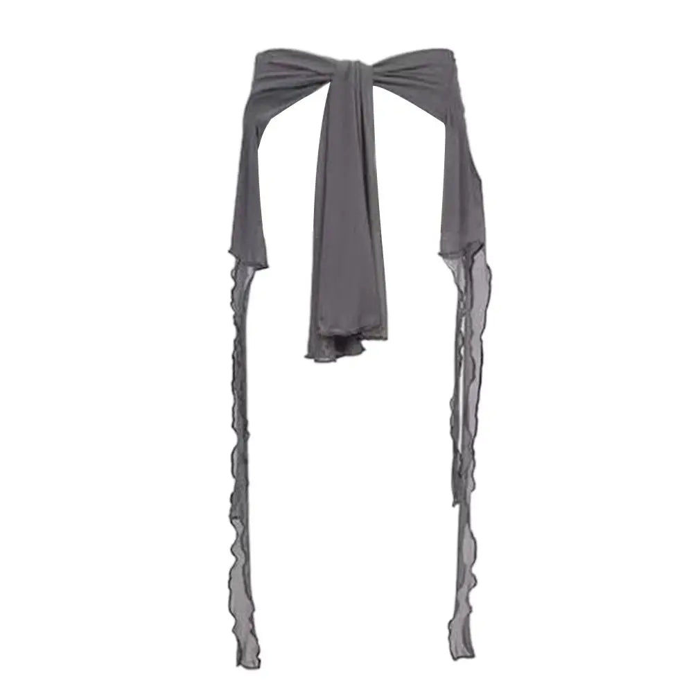 Jeans Pants Decor Irregular Jazz Dance Scarf See Through Harajuku Hip-hop Scarf High Waist Streetwear Jeans Decor