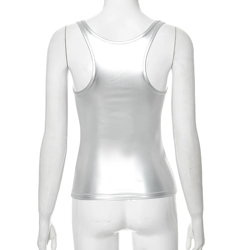 Women's Solid Square Collar Tank Top Sleeveless Y2K Korean Fashion Edgy Summer Ropa De Mujer Camison Verano