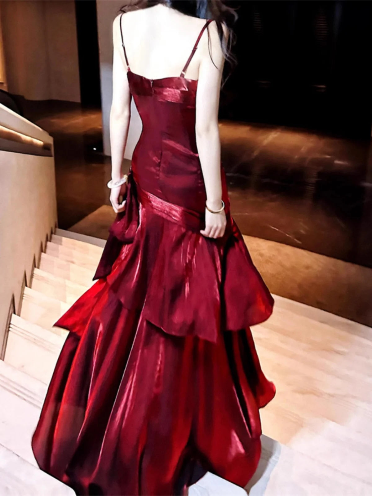 Ele Mermaid Gown with Lace Trim Sundr for Women Birthday Celebration Ball Gown Polyester Fabric Summer Cake Skirt