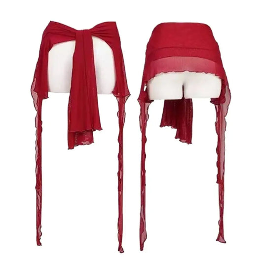 Jeans Pants Decor Irregular Jazz Dance Scarf See Through Harajuku Hip-hop Scarf High Waist Streetwear Jeans Decor