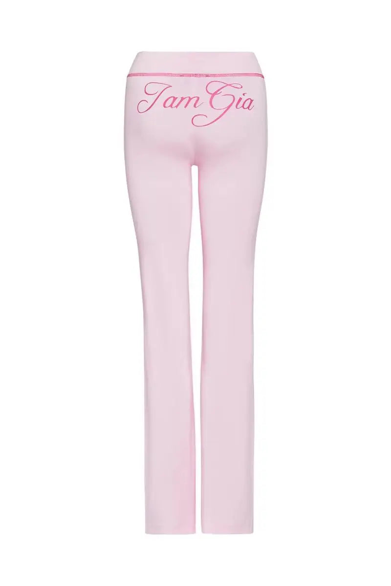 Gia 2025 Shoulder Slimming Letter Printed Bright Thread Design Slimming Hooded Zipper Short Coat Pants Set for Women