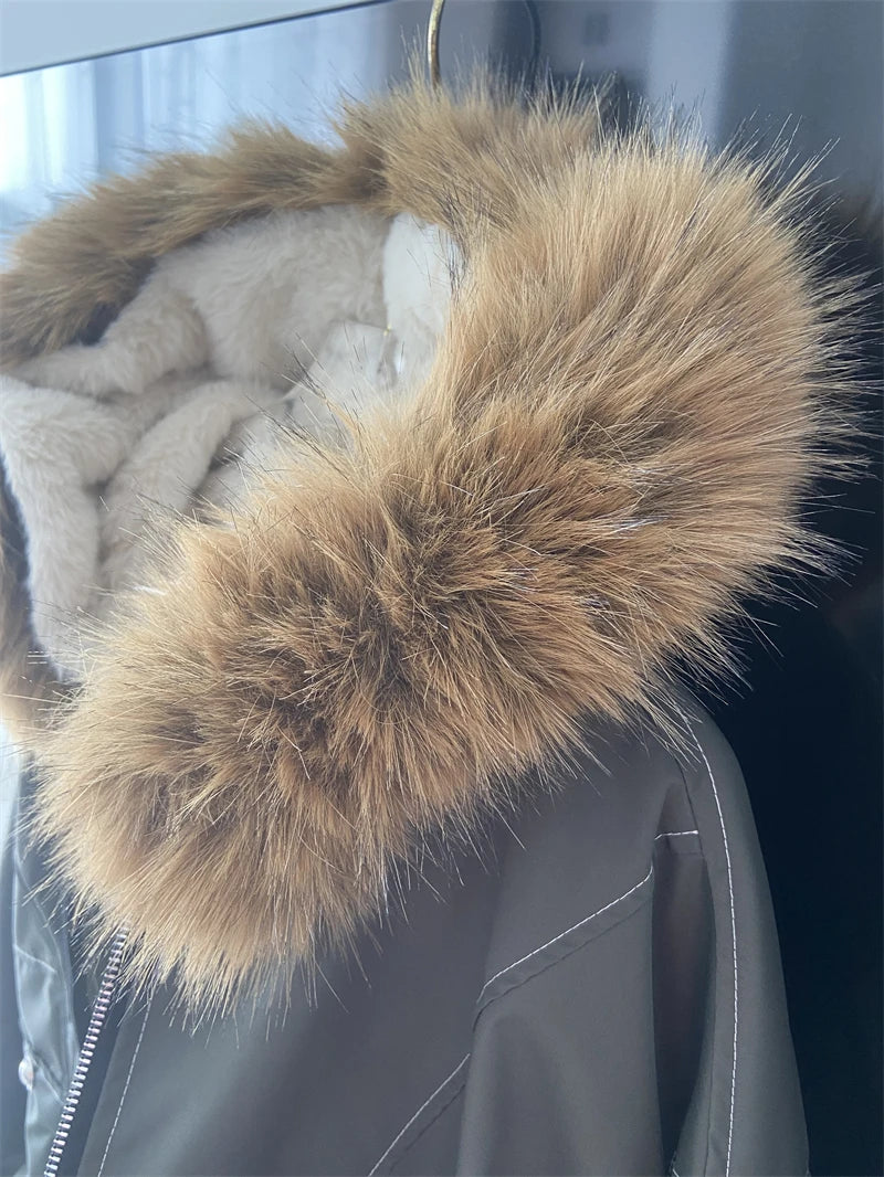 ZAROY Fur Collar Hooded Parkas Y2k Harajuku Thicken Padded Jackets Casual Zipper Gothic Women&Men Winter Coats Streetwear кур