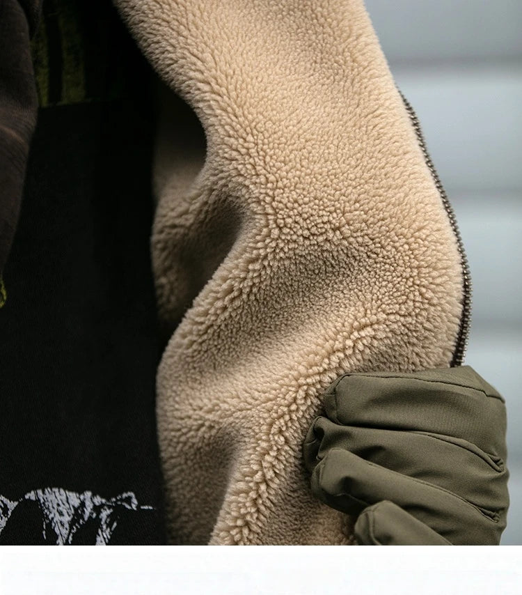 Winter Heavyweight Mens Jacket Japanese Vintage PU Coated Windproof Thick Fleece Lined Warm Distressed Streetwear Long Coat Male