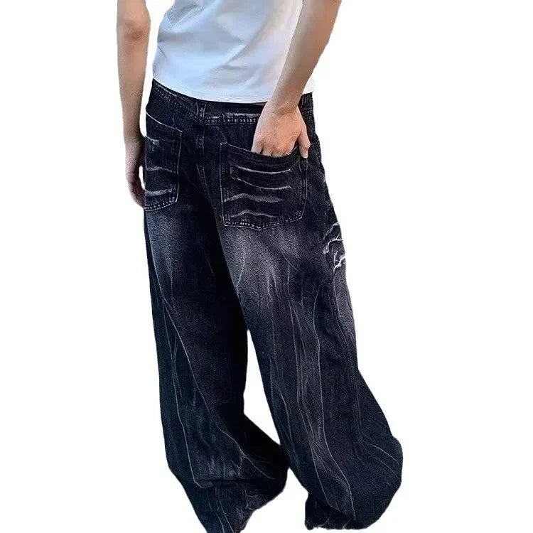 Distressed Flashy Loose-Fit Jeans Trendy Harajuku Style Elegant Couple Model New Arrival Casual High Street Fashion