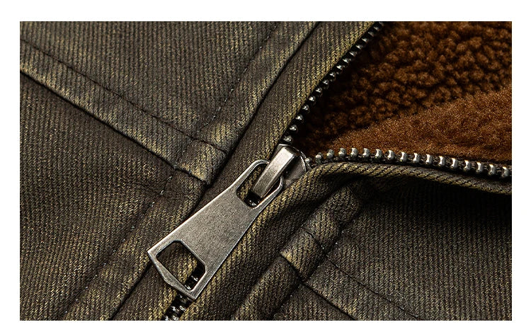 Winter Heavyweight Mens Jacket Japanese Vintage PU Coated Windproof Thick Fleece Lined Warm Distressed Streetwear Long Coat Male