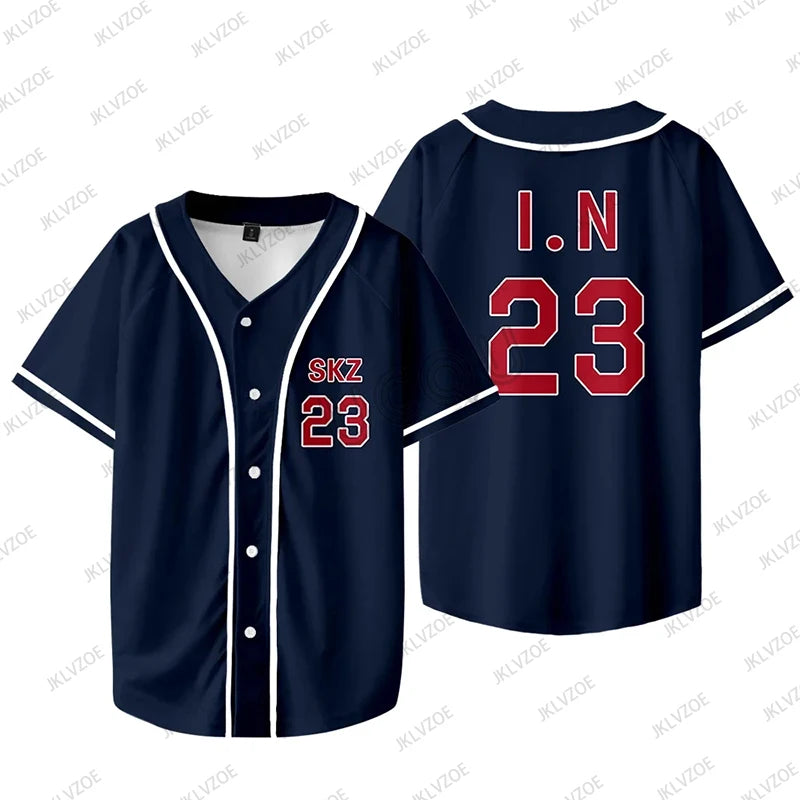 KPOP FELIX BANGCHAN CHANGBIN HYUNJIN SEUNGMIN LEE KNOW Baseball Jersey Short Sleeve T-shirt Graphic Women Men Oversized Tees