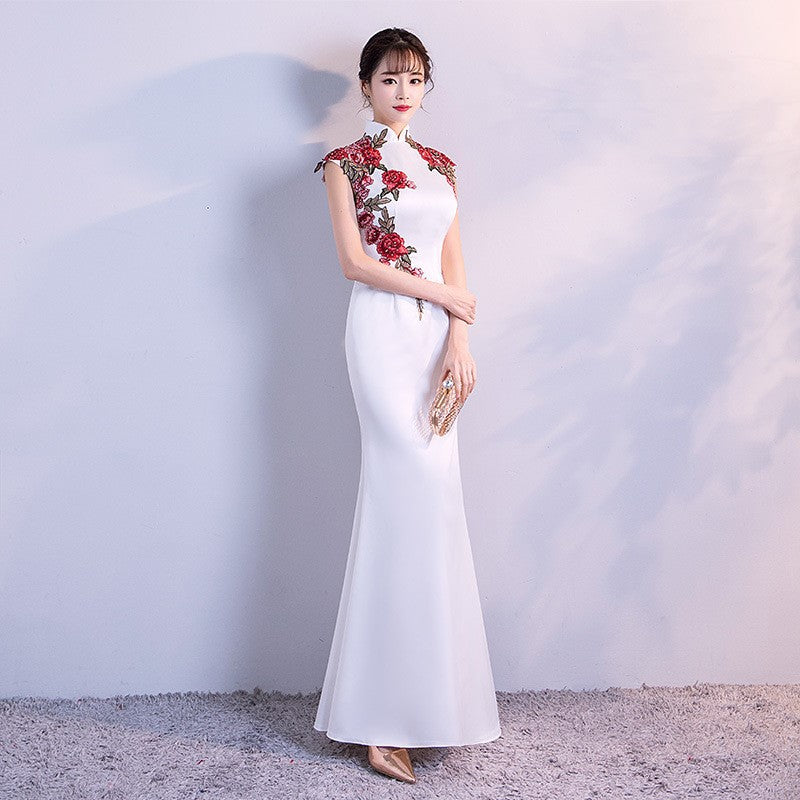 Elegant Chinoiserie Fishtail Cheongsam Evening Dress