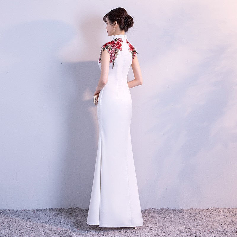 Elegant Chinoiserie Fishtail Cheongsam Evening Dress