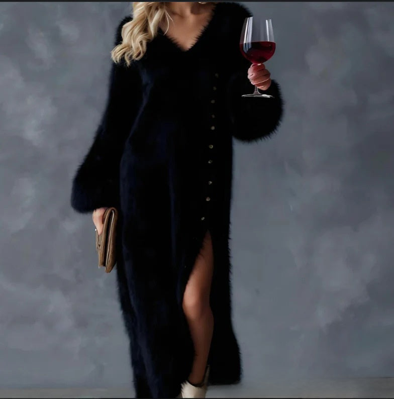 Womens White Faux Fur Winter Dress Cozy for Cold Weather