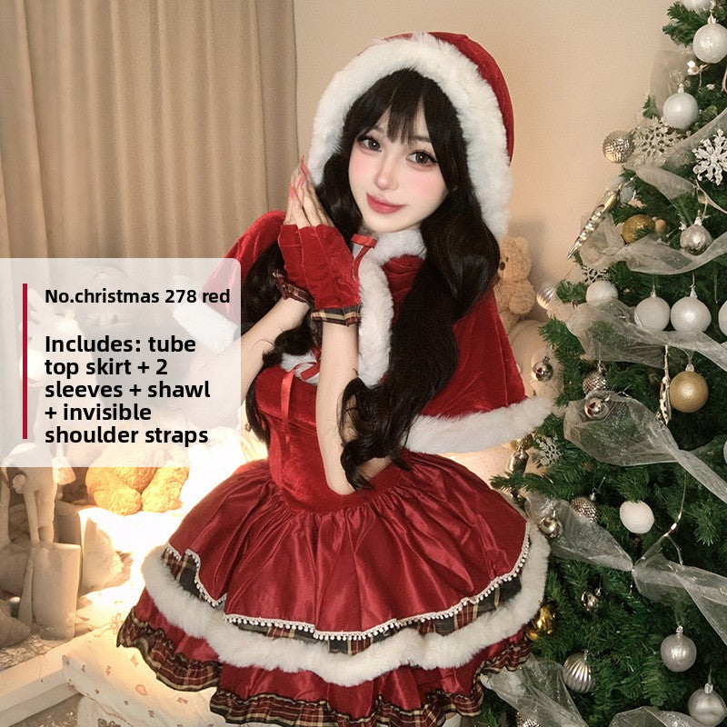 Christmas Lolita Snowman Dress Festive Cloak Outfit for Holiday Parties and Cosplay