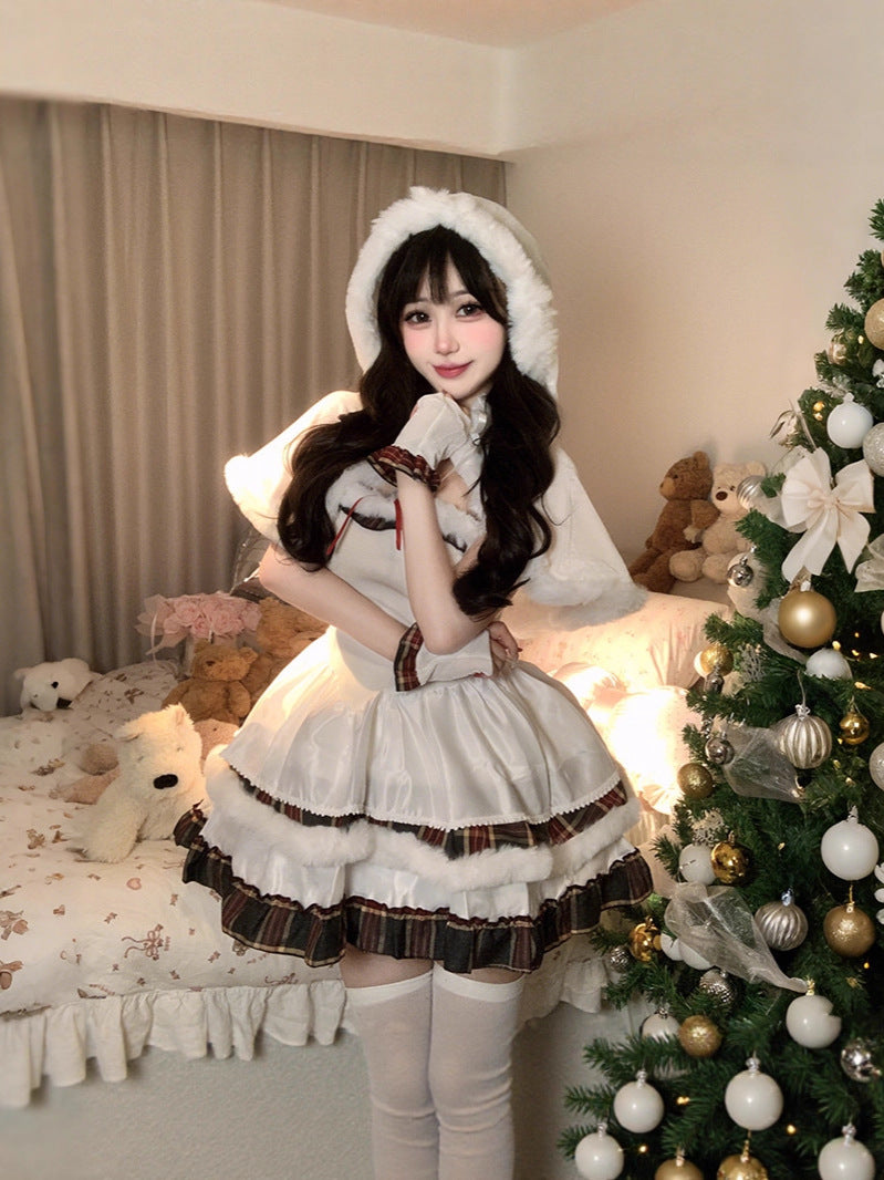 Christmas Lolita Snowman Dress Festive Cloak Outfit for Holiday Parties and Cosplay